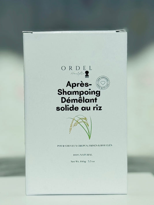 Après-shampooing solide au riz – Douceur & démêlage (80 g)