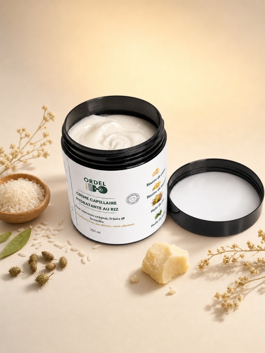 🧴Crème Capillaire Hydratante au Riz – Souplesse & Définition