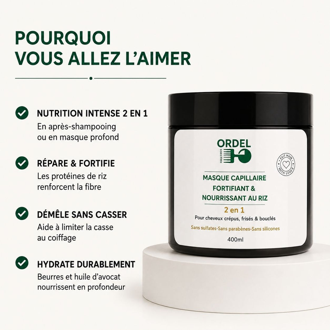 🌾 Masque Capillaire 2-en-1 "Nutrition Intense"