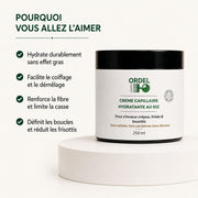 🧴Crème Capillaire Hydratante au Riz – Souplesse & Définition