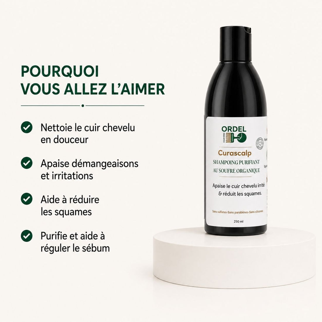 🧊 Shampoing Purifiant au Soufre organique – Équilibre & Fraicheur | CURASCALP