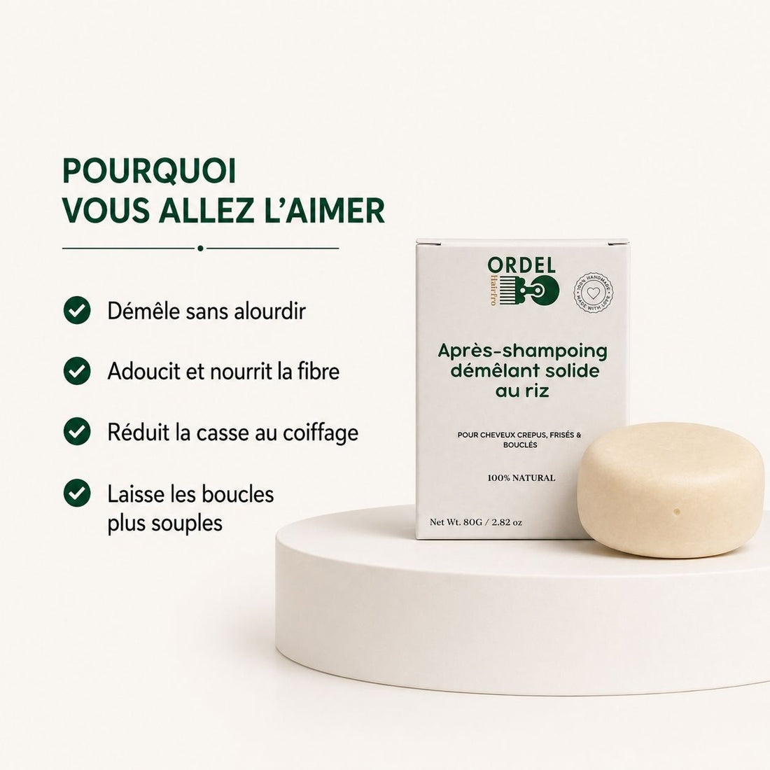 🧼 Après-Shampooing Solide au Riz – Démêlage & Brillance