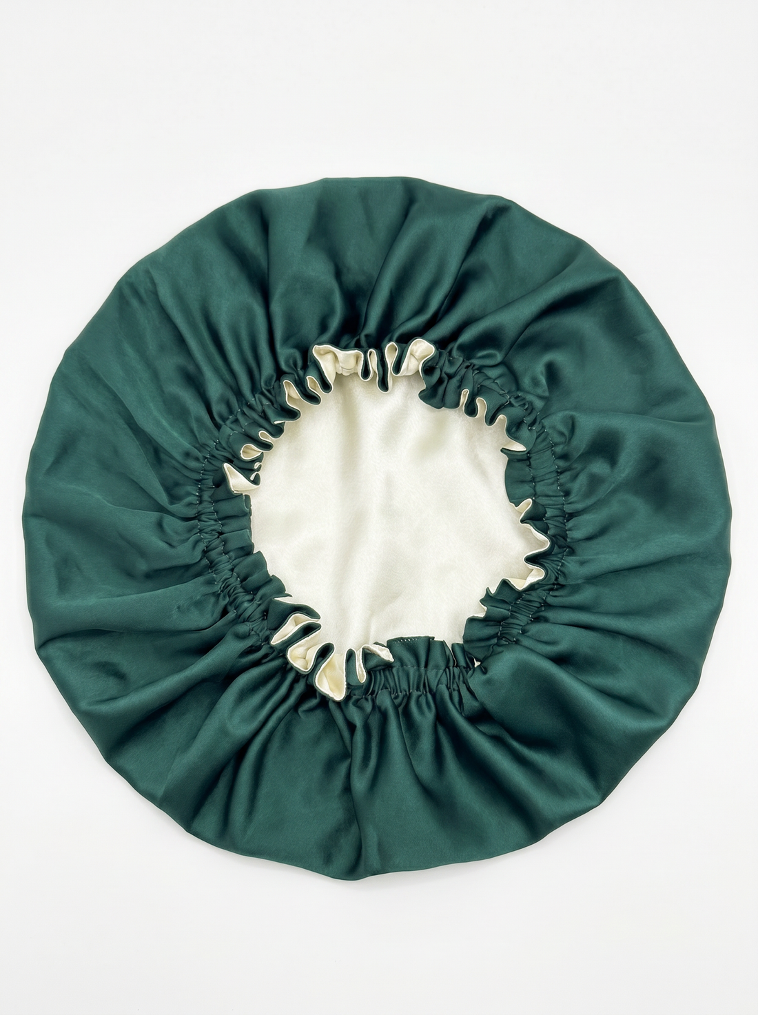 🌙 Bonnet de Nuit Premium en Soie & Satin – Réversible Vert Émeraude & Champagne