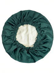 🌙 Bonnet de Nuit Premium en Soie & Satin – Réversible Vert Émeraude & Champagne