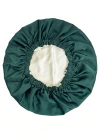 🌙 Bonnet de Nuit Premium en Soie & Satin – Réversible Vert Émeraude & Champagne