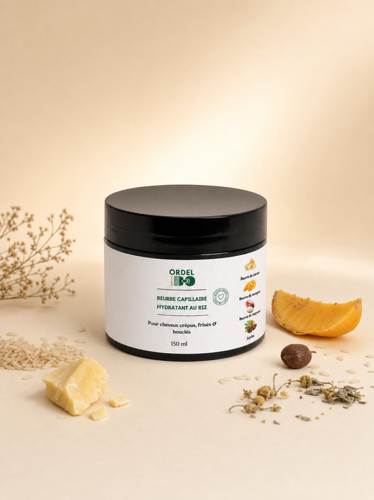 🍫 Beurre Capillaire Hydratant au Riz  – Protection & Rétention de Longueur