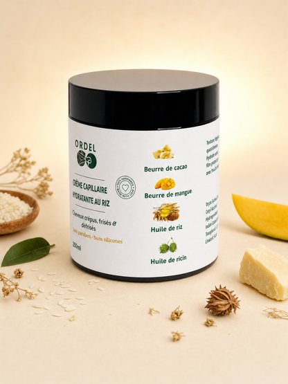 🧴Crème Capillaire Hydratante au Riz – Souplesse & Définition