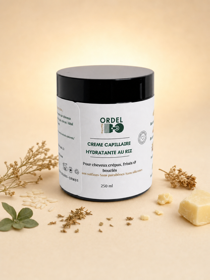 🧴Crème Capillaire Hydratante au Riz – Souplesse & Définition