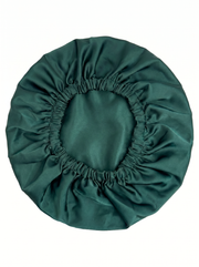 🌙 Bonnet de Nuit Premium en Soie & Satin – Réversible Vert Émeraude & Champagne